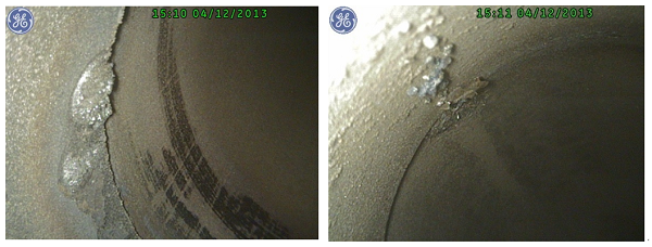 工業(yè)內(nèi)窺鏡檢測出的焊渣缺陷 工業(yè)內(nèi)窺鏡檢測出的焊渣缺陷