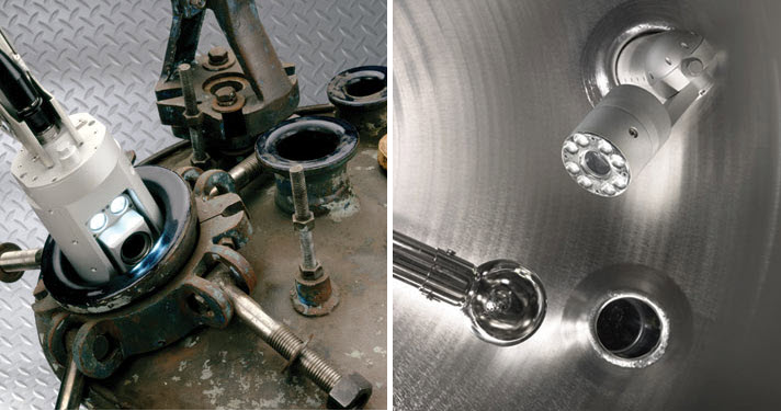 使用韋林工業內窺鏡檢查儲罐的現場圖